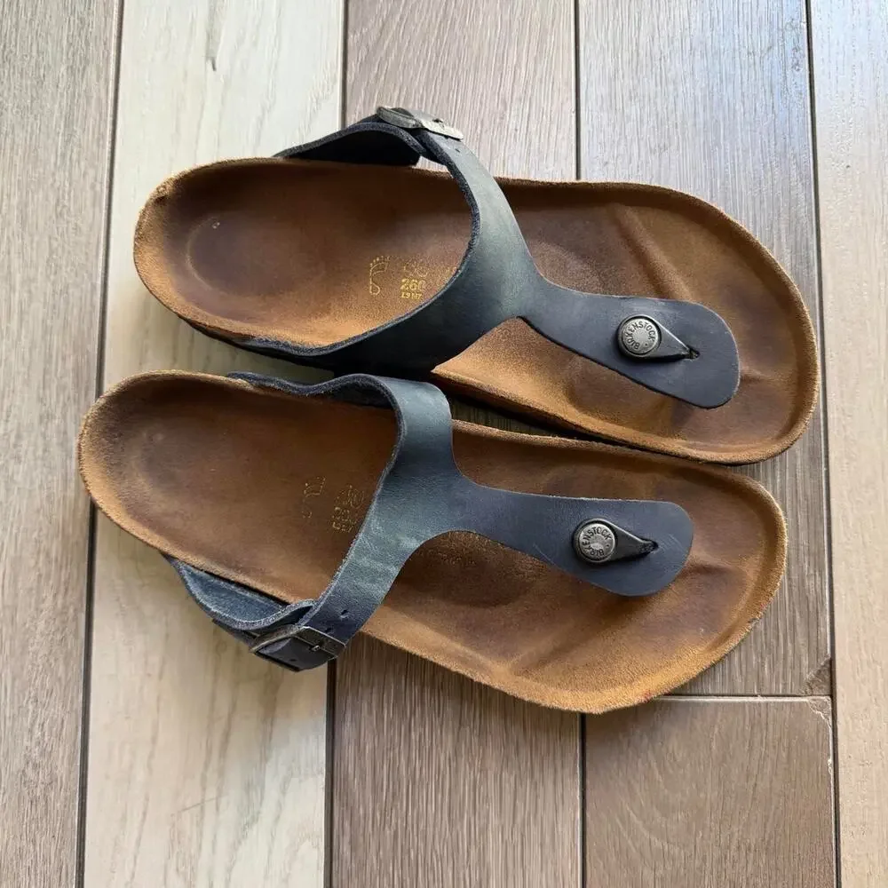 Birkenstock Gizeh Navy Blue Leather Sandals EU 40 US Women’s 9–9.5